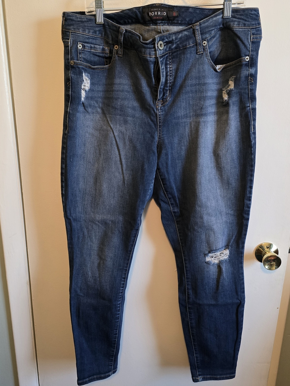 torrid Dark Wash Distressed Skinny Jeans